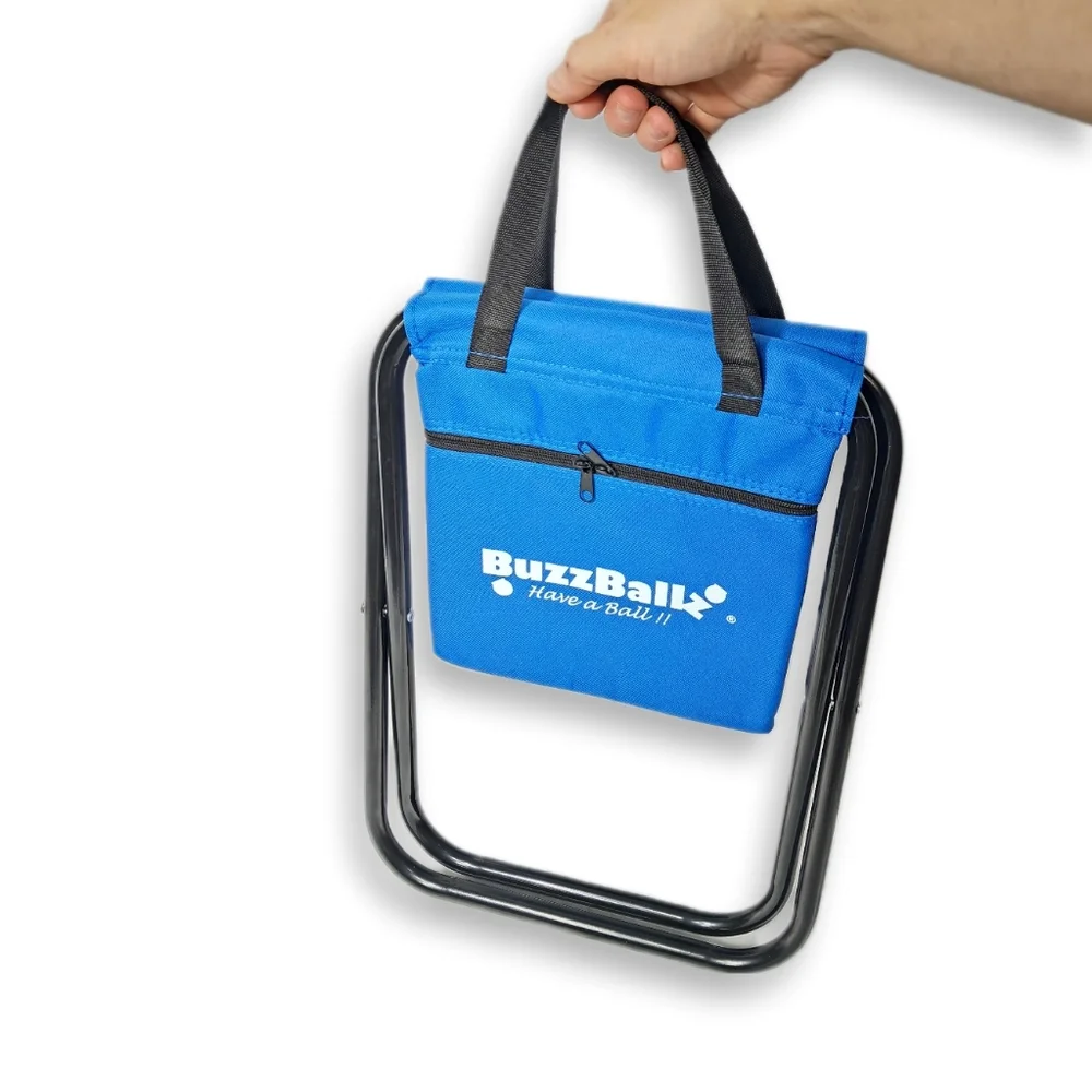 BuzzBallz Travel Compact Small Storage Summer Beach Handle Zipper Cooler Chair